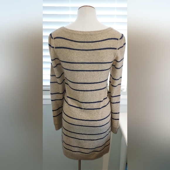 Juicy Couture Tan/Blue Striped Long Sleeve Wool/Cashmere Blend Dress NWOT - Picture 4 of 6